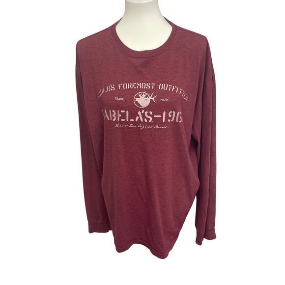 Cabela's 1961 Logo Mens XL Long Sleeve PolyCotton Blend Crew Neck Tee Shirt - Picture 1 of 5